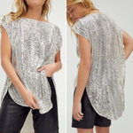 Free People Shine Time Live Silver Sparkle Sequin Tunic Top Womens Small NWT Photo 1