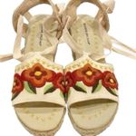 Montego Bay Club Vintage 90s/Y2K  Floral Embroidered Canvas/Hemp Wedges Size 6.5 Photo 2