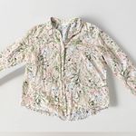 J. Jill Floral Cream Red Green Peach Button Down Shirt Top S Cotton Silk Yellow Photo 2