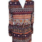Entro NEW  Women's Ikat Geometric Print Draw String Shirt Dress Boho Colorful S Photo 0