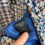 The Fold Kingswood Tweed Double Breasted Fringe Detail Blazer Jacket US 10 UK 14 Blue Photo 12