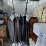 Torrid  Black and White Chemise with Sheer Mesh and Ruffled Trim Photo 1