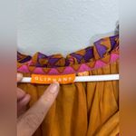 Oliphant Boho Peasant Mini Dress Ruffle Neck Smocked Pink Geometric Tassel XS Purple Photo 7