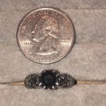 Size 6 Silver Tone & Round Black CZ Solitaire Scroll Design Boho Ring Photo 1