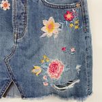 American Eagle Embroidered Floral Denim Jean Mini Skirt Button Fly NEW Womens 4 Photo 1