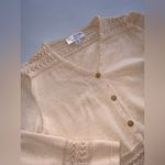 St. John Collection Marie Gray Knit Crochet Cream Cardigan Sweater 10 Lace Photo 6