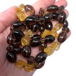 Sterling Silver Signed 925 Brown Citrine Glass Bead Necklace Multi Strand Facet Photo 1