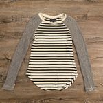 PJK 100% Cotton Black and White Striped Long Sleeve Shirt Women's size Small Photo 0