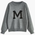 Commence Commense Womens “Oversized “M” Grey Letter Printed Sweater Size XL Photo 5