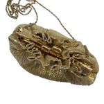 Vintage 80s Vanessa Metallic Gold Purse Long Chain Kiss Lock Evening Puff Pouch Photo 5