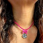 Handmade Simply Silk Necklace with Rose Pendant Photo 0