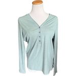 Athleta Womens  Uptempo Minimalistic Grey Ribbed Casual Henley Top - Sz L Photo 3