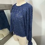 Free People Blue Ruffled Olivia lace Blouse Photo 3