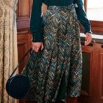 Sézane Sezane Skirt Bettina Silk Metallic Belted Button Chevron Green Blue Gold 34 EUC Photo 0