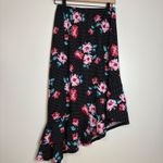 Bobeau Black Floral Polka Dot Ruffle Hem Midi Skirt Small Photo 5