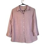 L.L.Bean Lilac Purple Linen Long Sleeve Collared Button Down Shirt Women Sz M Photo 0
