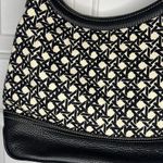 Kate Spade  New York Black White Shoulder Bag Purse Pattern Green Lining Top Zip Photo 4