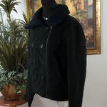 6 Degrees  Black Double-Breasted Pea Coat Collared long sleeve Full Zipper Front Photo 5