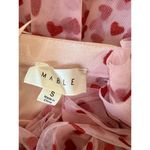Mable Glitter Red Heart on Pink Chiffon Mini Strapless Party Dress Size Small Photo 3