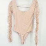 Forever 21 Womens Balletcore Swiss Dot Square Neck Ruched Bodysuit Size S Pink Photo 5