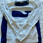 Vineyard Vines White and Navy Blue Whale Sweater Photo 1