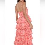 Amazon  Vibrant Pink Floral Tiered Midi Dress Photo 7