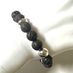 Young Living lava bead silver tone bracelet Black Photo 9
