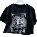 SheIn  Future is In Your Hands Black Cropped Boxy Short Sleeves Womens TShirt M Photo 0