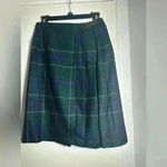 Pendleton Vintage.  Petite Virgin Wool Green Plaid Pencil Skirt. Leather Strap. Photo 6