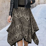 Peruvian Connection  Skirt Gray and Black soft cotton elastic waist midi size xs Photo 0