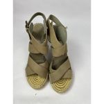 Joie  Kaelyn Nude Leather Espadrille Wedge Sandals 38 Crisscross Ankle Strap Heel Photo 3