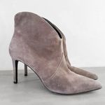 Saint Laurent Paris Road Gray Dipped Suede Heeled Ankle Bootie sz 38 Photo 1