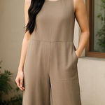 Aritzia Babaton Mikey Jumpsuit Wide Leg Cropped Sleeveless Tan Beige Size 4 Photo 0