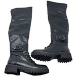 Guess Over The Knee Moto Boots Black Faux Leather Women’s Size 7 1/2 Y2K Photo 0