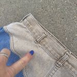 Vintage 80s OshKosh Two Tone Block V Yoke Midi A Line Jean Skirt Western 12 Blue Photo 2