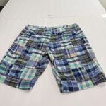 LL Bean Green Blue Plaid Madras PatchworkFavorite Fit Bermuda Shorts Size 10 Photo 6