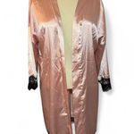 None Unbranded Women's Satin Pink open front Robe with Black Lace Size XL Photo 4