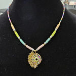 Handmade colorful evil eye necklace Pink Photo 0