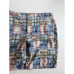 LL Bean Chino Shorts Madras Size 18 Favorite Fit Blue Patchwork Plaid Cotton Photo 7