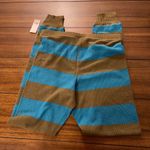 BP NWT Wide Stripes Elastic Waist Tapered Ribbed Knit Leggings Pants MED olive t Photo 5