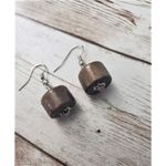 Vintage Earrings For Pierced Ears Unusual Wooden Design Brown Photo 2