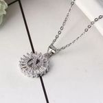 Silver Initial Crystal Pendant Necklace A Photo 3