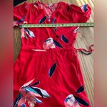 A New Day  Red Floral Print Wrap Surplice Maxi Dress Pockets Side Tie Summer Sz S Photo 10