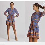 Rene Derhy Ainoa Waist Belted Three Quarter Sleeve shirt Dress Floral viscoe S Blue Photo 1