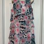 Slny  Fashions New York Floral Tiered Chiffon Short Sleeve Ruffled Women’s Dress Photo 0