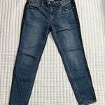 Free People  Women's Blue Skinny Jeans with Black Side Stripes Photo 0
