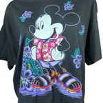 Vintage Mickey Mouse Unltd Jerry Leigh Black T Shirt Hawaiian Aloha Womens L 90s Size L Photo 1