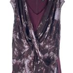 H by Halston  Sleeveless Printed Chiffon Drapey Top Burgundy Size 28W Photo 0