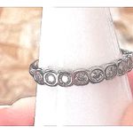 Boutique NEW White Gold Filled Half Eternity Bubble Diamond Simulant Ring, Adjustable Photo 5