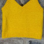 ZARA Yellow Knit Cropped Tank Top Medium Fuzzy Sleeveless V Neck Y2K Cottagecore Photo 2